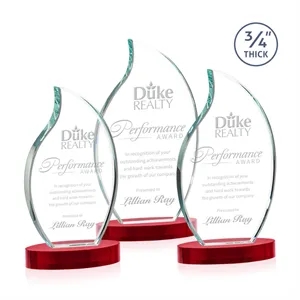 Croydon Flame Award on Alberton Base - Red | https://www.bestnamebadges.com