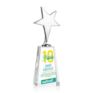 Tuscany Chrome Star VividPrint™ Award on Novita Base - Clear | https://www.bestnamebadges.com