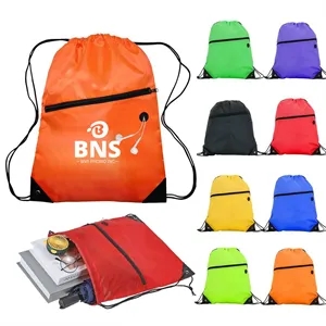 Gym Sport Bag Polyester Drawstring String Backpack