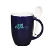 12 oz Dapper Ceramic Mug With Spoon | https://www.bestnamebadges.com