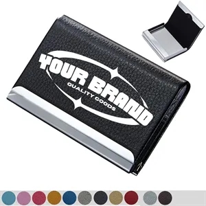 Office Supplies PU Leather Metal Business Card Holder