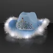 Pastel Blue Cowgirl Queen Light Up Hats | https://www.bestnamebadges.com