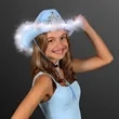Pastel Blue Cowgirl Queen Light Up Hats | https://www.bestnamebadges.com