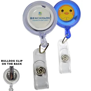 Transparent bulldog clip round Badge Reel | https://www.bestnamebadges.com