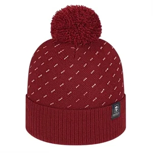 Diagonal Dash Knit Cap with Ribbed Cuff