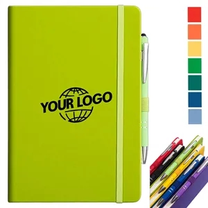 A5 PU Leather Lined Journal Notebook with Pen