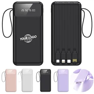 10000mAh Fast Charging Power Bank With Built-In 4 Cables