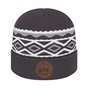 Diamond Pattern Knit Cap with Cuff
