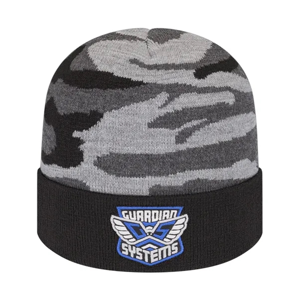 Urban Camouflage Knit Cap with Solid Color Cuff