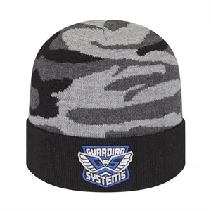 Urban Camouflage Knit Cap with Solid Color Cuff