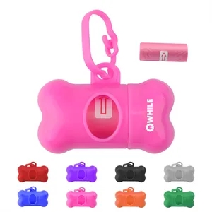 Custom Bone Shaped Poop Bag Dispenser W/ Waste & Clip