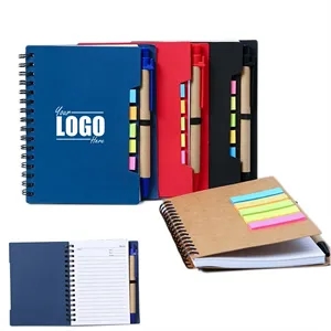 4.5 x 5.7 inch Lined Spiral Notebook with Pen & Sticky Tabs | https://www.bestnamebadges.com