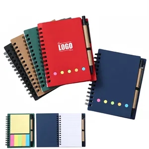 4.1 x 5.3 inch Lined Spiral Notebook with Pen & Sticky Note  | https://www.bestnamebadges.com