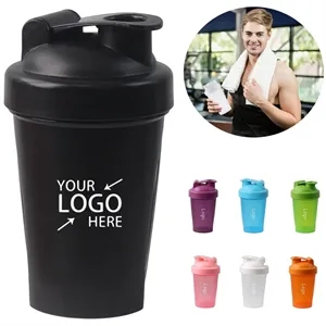 13.5 Ounce Round Protein Shaker Bottle BPA Free Plastic