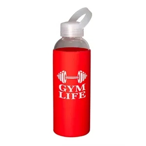 18 oz Glass Bottle With Color Silicone Sleeve