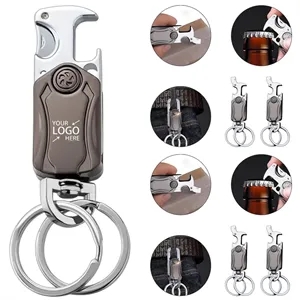 Key Ring with Cutter Bottle Opener 360 degree Rotating Gyro