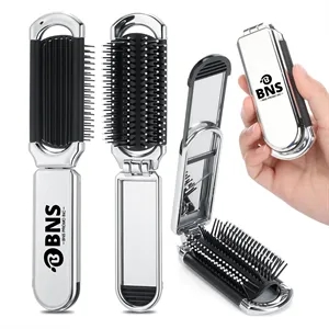 Foldable Travel Mirror Hair Brush Portable Folding Pocket