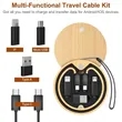 Round Bamboo Multi USB Charging Adapter Cable Kit | https://www.bestnamebadges.com