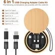 Round Bamboo Multi USB Charging Adapter Cable Kit | https://www.bestnamebadges.com