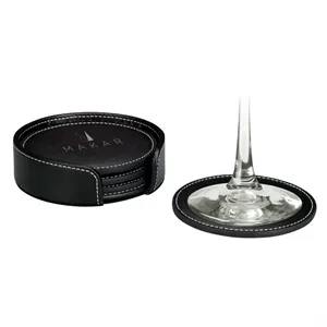 Domanda Leather 4 Coaster Set | https://www.bestnamebadges.com