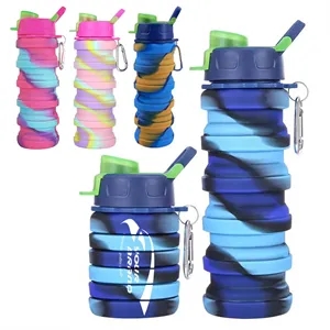 16OZ Leakproof Portable Collapsible Silicone Water Bottles