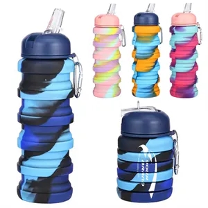 16OZ Leakproof Portable Collapsible Silicone Water Bottles