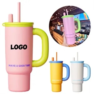 24oz Colorful Insulated Mug with Handle Dual Lid