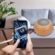Portable Bluetooth Speaker With Wooden Case Custom Logo | https://www.bestnamebadges.com