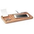 Wireless Charging Bamboo Desk Organizer Tray With Logo | https://www.bestnamebadges.com