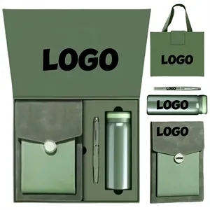 Gift Set With Notebook In PU Cover Pen And thermos cup
