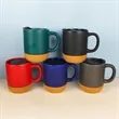 15oz Ceramic Mug With Cork Bottom And Lid | https://www.bestnamebadges.com