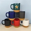 15oz Ceramic Mug With Cork Bottom And Lid | https://www.bestnamebadges.com