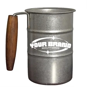 12oz Retro Industrial Coffee Beer Mug With Wooden Handle