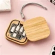 Eco Bamboo Multi Charging Cable Set Portable Storage Box | https://www.bestnamebadges.com