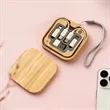 Eco Bamboo Multi Charging Cable Set Portable Storage Box | https://www.bestnamebadges.com