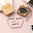 Eco Bamboo Multi Charging Cable Set Portable Storage Box | https://www.bestnamebadges.com