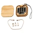 Eco Bamboo Multi Charging Cable Set Portable Storage Box | https://www.bestnamebadges.com