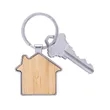 Bamboo & Metal House Keychain | https://www.bestnamebadges.com