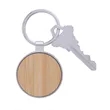 Bamboo & Metal Round Keychain | https://www.bestnamebadges.com