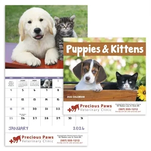 Good Value™ Puppies & Kittens - Stapled Calendar | https://www.bestnamebadges.com