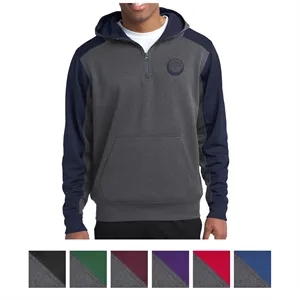 Sport-Tek® Tech Fleece Colorblock 1/4-Zip Hooded Sweatshirt | https://www.bestnamebadges.com
