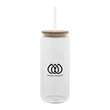 20 Oz. Ribbed Borosilicate Glass Can with Bamboo Lid | https://www.bestnamebadges.com