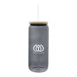 20 Oz. Ribbed Borosilicate Glass Can with Bamboo Lid | https://www.bestnamebadges.com