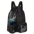 Beach Mesh Drawstring Backpack with Wet Pocket | https://www.bestnamebadges.com