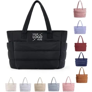 Puffer Tote Large Quilted Shoulder Bag for Work Travel