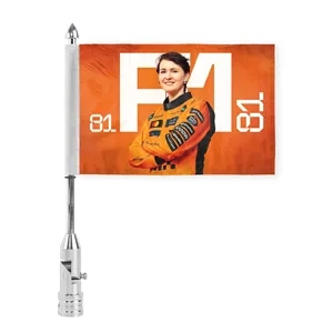 12.5" Premium Motorcycle flagpole w/ 6"x 9" Custom flag