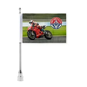 15" Standard Motorcycle flagpole w/ 6"x 9" custom flag