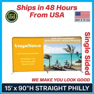 Philly 15 Ft. x 90"H Straight Single-Sided Display Kit
