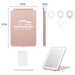 Rechargeable Travel Makeup Mirror with 3 Color Led Lights