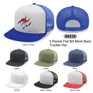 5 Panels Flat Bill Mesh Back Trucker Cap
